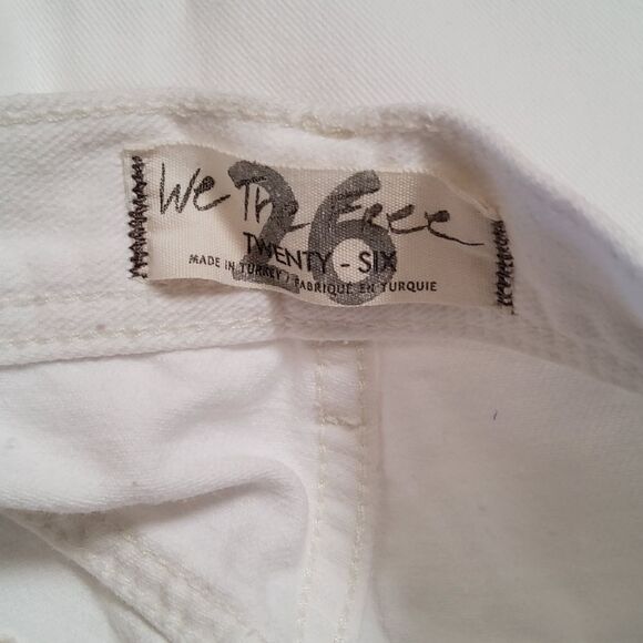 Free People We The Free Maggie Destroyed Distressed White Denim Jeans 26 - Picture 4 of 9